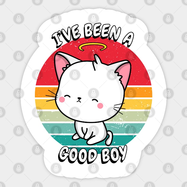 Cute white cat is a good boy Sticker by Pet Station